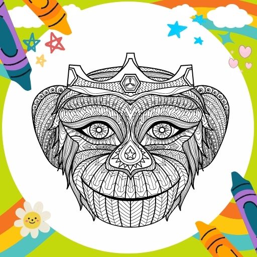 Coloring Book Monkey Mandala