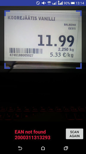 Android application Price Tag Scanner screenshort