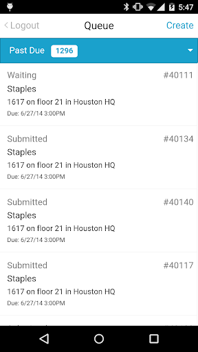 Android application iOffice Service Request screenshort