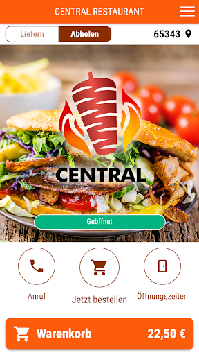 Android application CENTRAL RESTAURANT screenshort