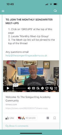 The Songwriting Community Screen 2
