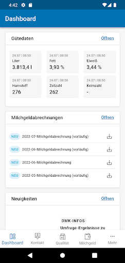Android application myMilk App screenshort