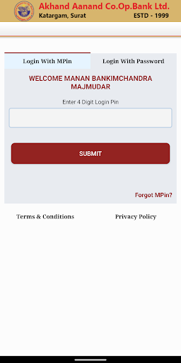Akhand Anand CoOp Bank Mob APP Screen 3