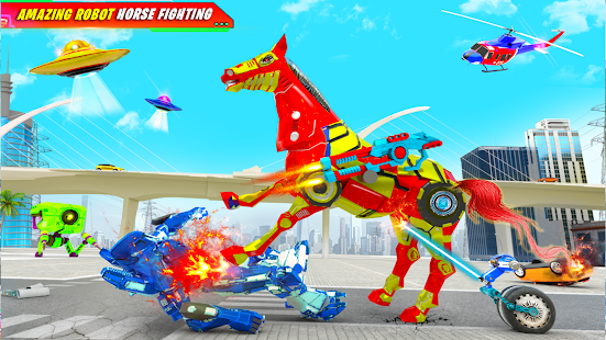 Flying Muscle Car Robot Transform Horse Robot Game apktreat screenshots 1