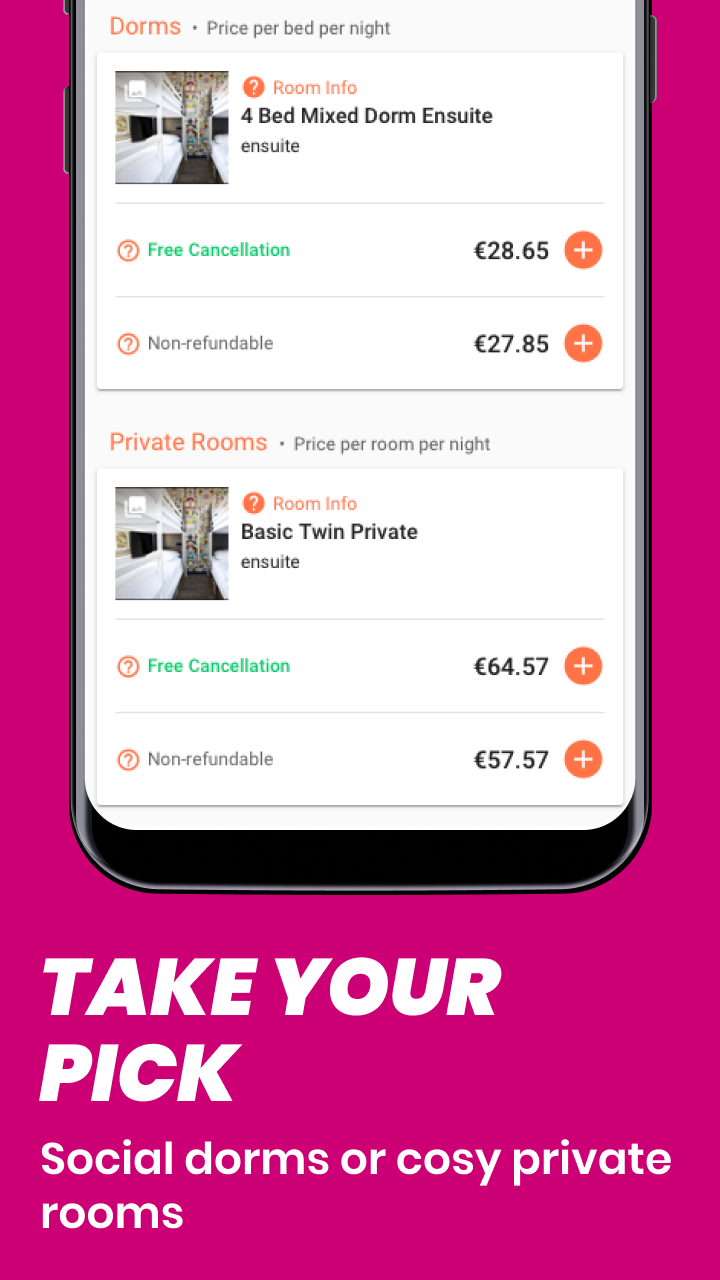 Android application Hostelworld: Hostels & Backpacking Travel App screenshort
