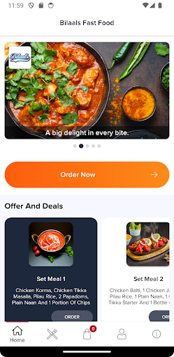 Android application Bilaals Fast Food screenshort