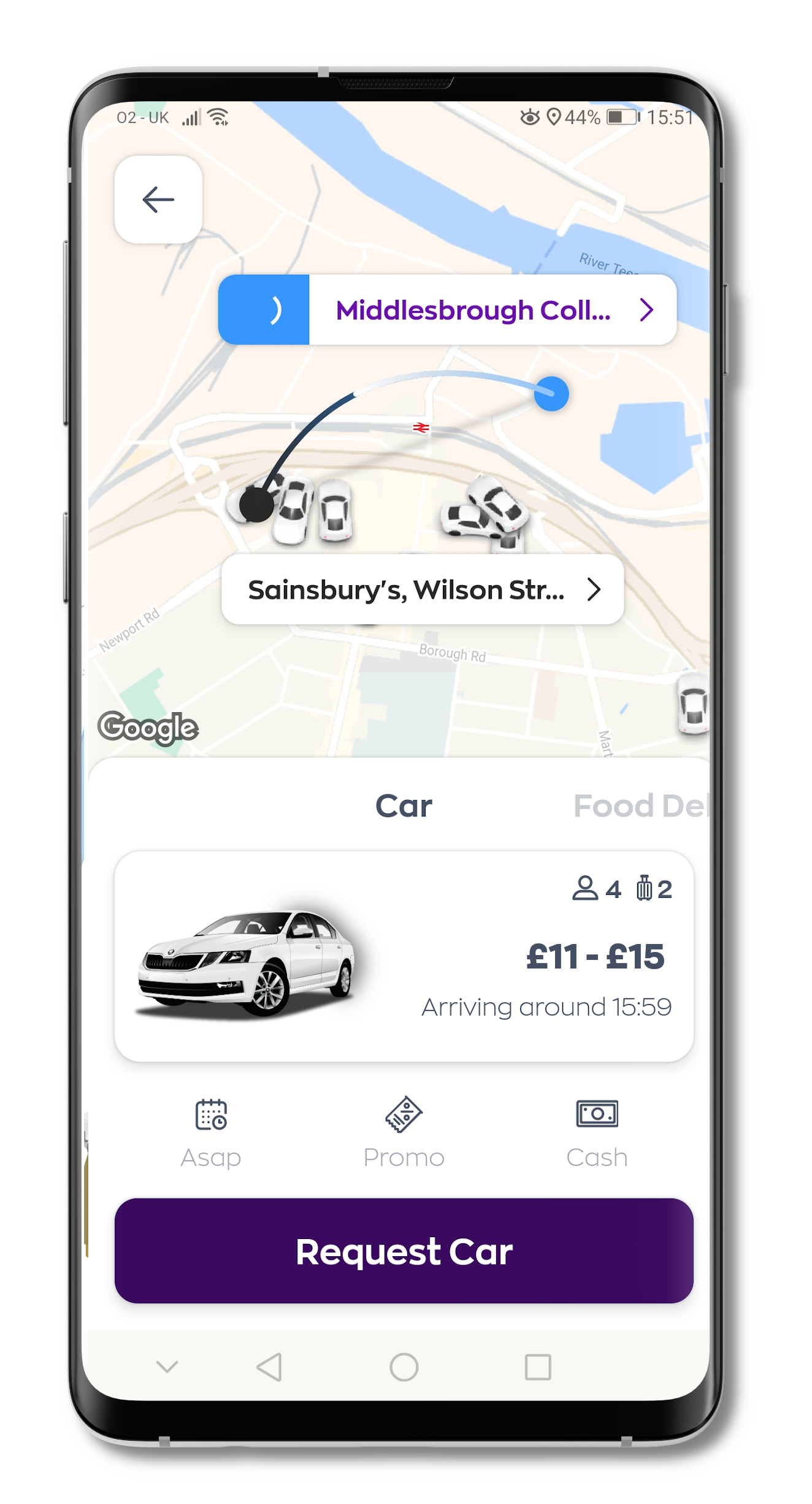 Android application Newcastle Taxis screenshort