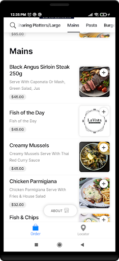 Android application La Vista Bar and Restaurant screenshort