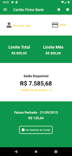 Cartão Fictor Bank Screen 2