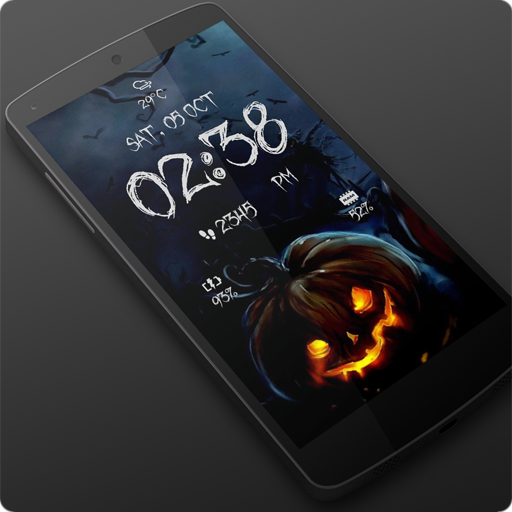 Halloween Spooky Digital Clock Live Wallpaper