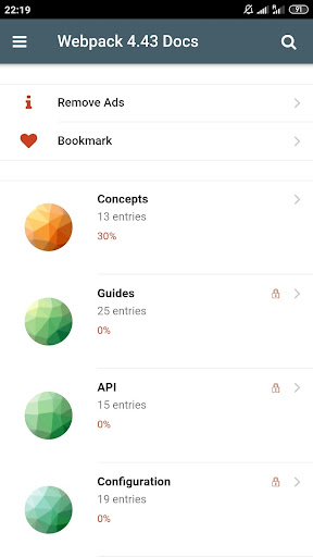 Android application Webpack 4.43 Docs screenshort