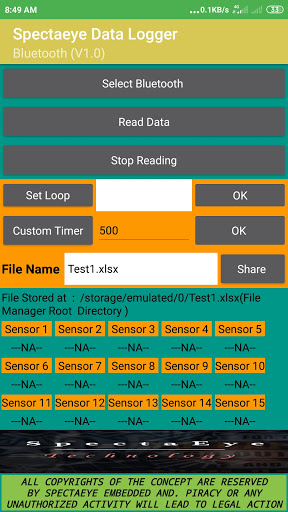 Arduino Sensor Data to File : Screen 2