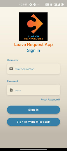 Android application Clarion Leave App screenshort
