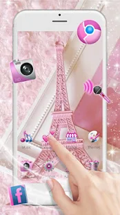 Pink Shiny Eiffel Paris Launcher Theme Live HD(圖1)-速報App