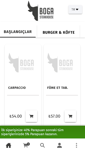 Android application Boğa Steakhouse screenshort