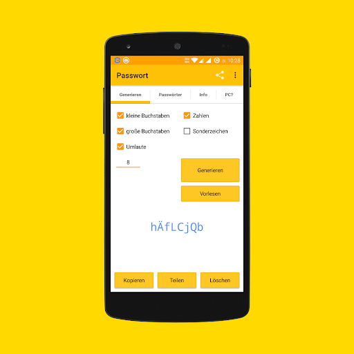 Android application Passwort screenshort