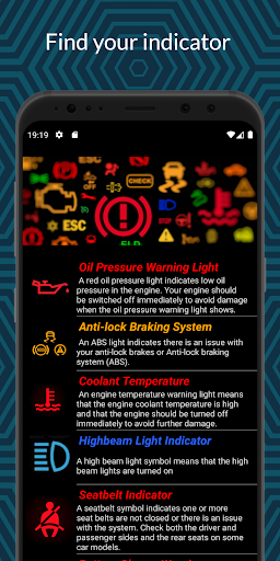Android application Vehicle Warning Lights screenshort
