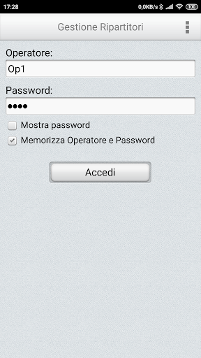 Android application Gestione Ripartitori screenshort