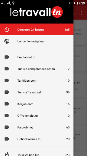Android application letravail.tn screenshort