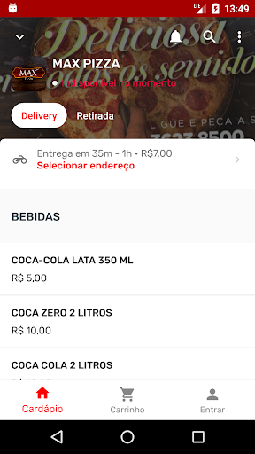 Android application Max Pizza screenshort