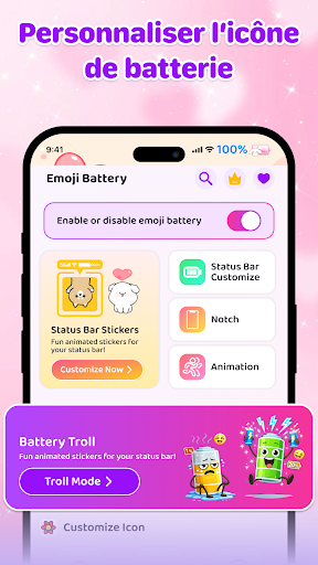 Émoji Batterie - Barre d'état screenshot 4