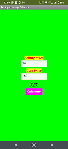 Profit Percentage Calculator Screen 3
