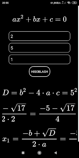 Math app Screen 2
