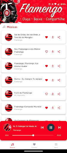 Android application Músicas do Flamengo screenshort