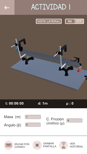Android application Segunda Ley de Newton screenshort