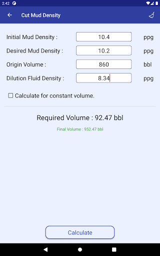 Screenshot of Drilling Fluids Pro