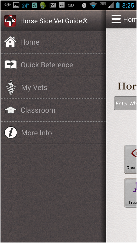 Android application Horse Side Vet Guide screenshort