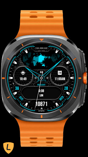 Android application World Time Map Watchface 020 screenshort