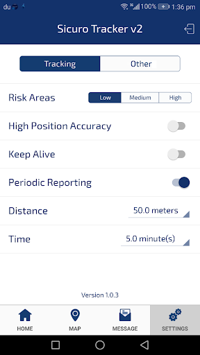 Sicuro Tracker v2 Screen 3