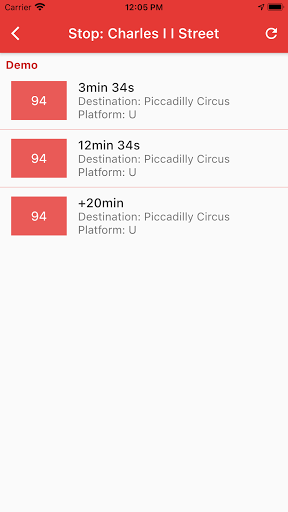 London Bus Arrival Screen 2