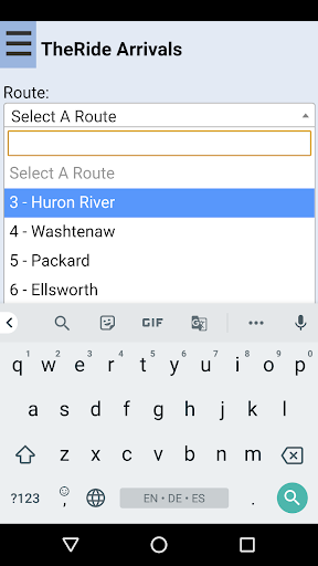 Android application Ann Arbor TheRide Bus Tracker screenshort