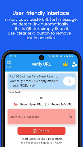 Android application verify URL: Safe Link Checker screenshort