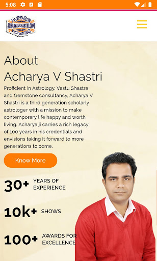 Android application Acharya V Shastri screenshort