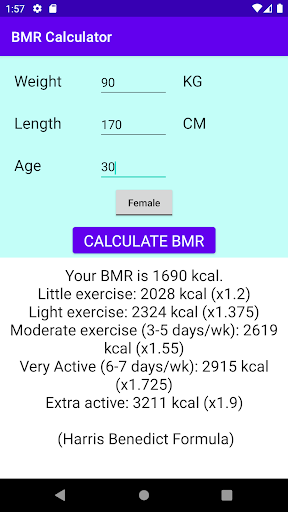 BMR Calculator by RA Screen 3