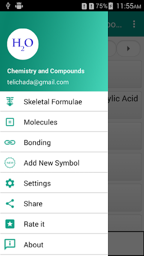 Android application Chemistry Compounds Symbols screenshort
