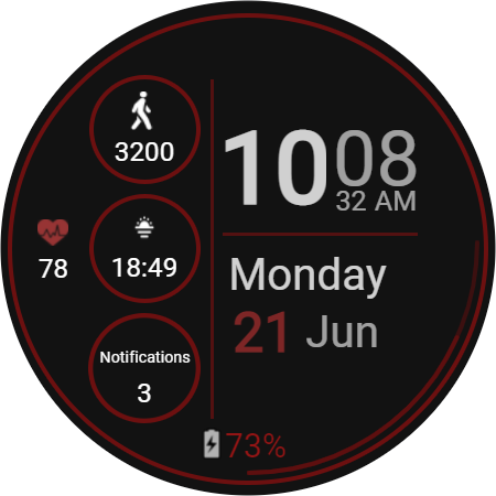 Watch Face Red and Black Screen 2