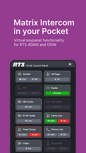 Android application VLink WebRTC Control Panel screenshort