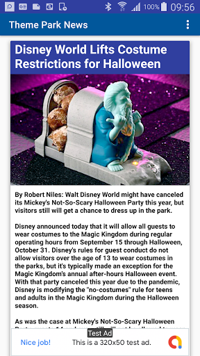 Android application Theme Park News screenshort
