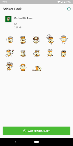 Android application Coffee stickers for WhatsApp screenshort