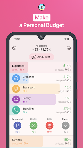 Screenshot of 1Money: expense tracker budget