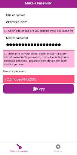 Android application Webful PasswordMaker screenshort