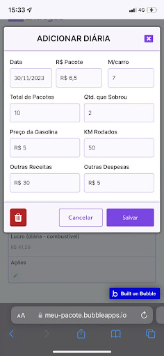 Android application Pacote Entregue screenshort
