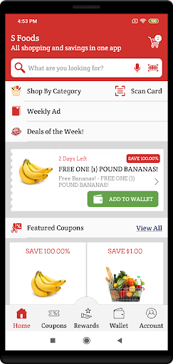 Android application S Foods screenshort