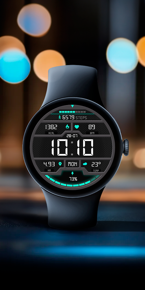 #2. Digital MetricFlow Watch Face (Android) 由: TimeCraft WatchFaces
