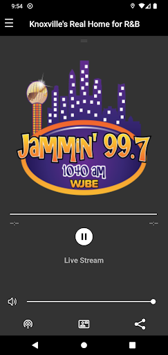 Android application WJBE Jammin'997 screenshort