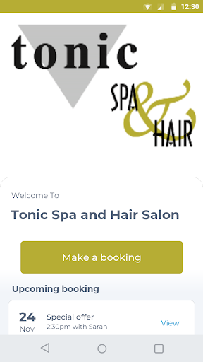 Android application Tonic Spa and Hair Salon screenshort